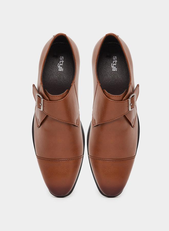 Styli Men Tan Buckle-Detailed Shoes - Image 5